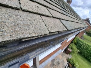 Full view of cleaned guttering Longton.