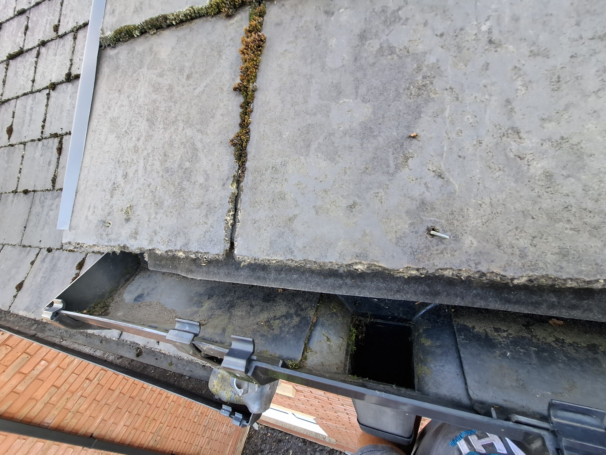 View from above guttering and downspout after cleaning in Fulwood.