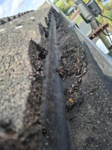 Angled close up of Inskip gutter cleaning.
